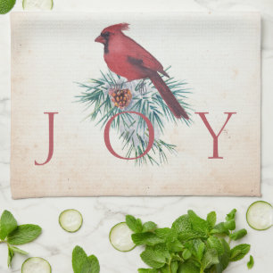 Vintager Kardinal Weihnachtsfeiertag Geschirrtuch