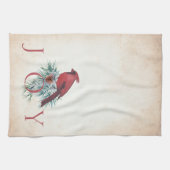 Vintager Kardinal Weihnachtsfeiertag Geschirrtuch (Horizontal)