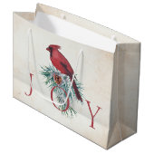 Vintager Kardinal Weihnachtsfeiertag Große Geschenktüte (Vorderseite Schrägansicht)