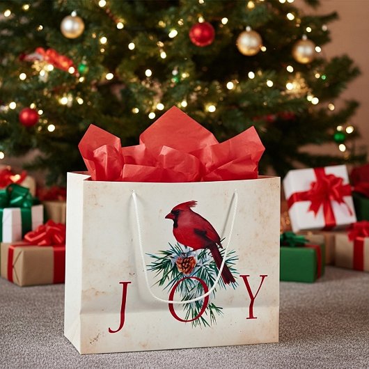 Vintager Kardinal Weihnachtsfeiertag Große Geschenktüte
