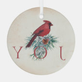 Vintager Kardinal Weihnachtsfeiertag Ornament Aus Glas (Rückseite)