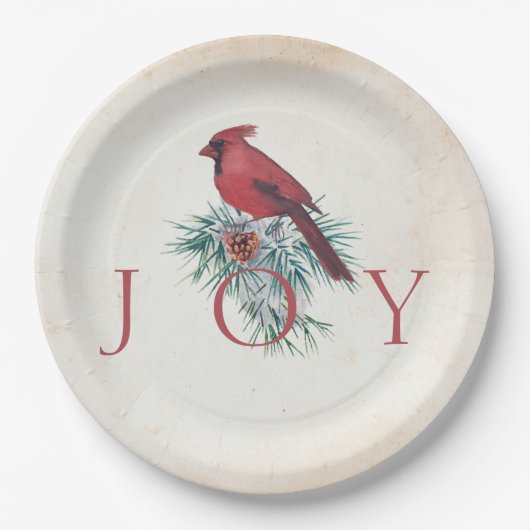 Vintager Kardinal Weihnachtsfeiertag Pappteller (Vorderseite)
