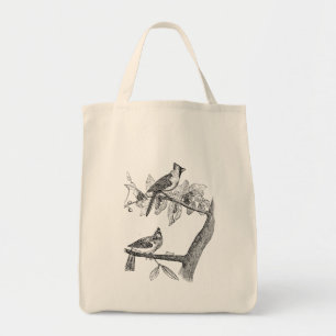 Vintager Kardinalgrosbeak-Vogel-personalisierte Tragetasche
