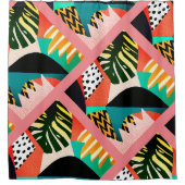 Vintager Karibischer geometrischer Leaf-Duschvorha Duschvorhang (Vorderseite)