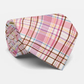 Vintager Karierter Frühling Hochzeit Rosa Gelbe Pa Krawatte (Gerollt)