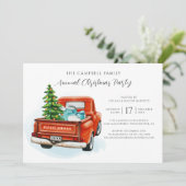 Vintager Karierter Red Truck Campbell Weihnachten Einladung (Stehend Vorderseite)