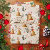 Vintager Karierter und Weihnachtsbrunnen Urlaub Geschenkpapier Set