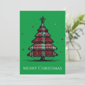 Vintager Karierter Weihnachtsbaum Feiertagskarte (Stehend Vorderseite)
