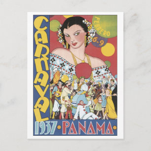 Vintager Karneval 1937 Panama Reiseplakat Postkarte