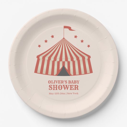 Vintager Karneval Circus Big Top Baby Dusche Pappteller (Vorderseite)