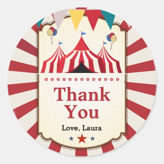 Vintager Karneval Circus Boy Girl Geburtstag Runder Aufkleber (Vorderseite)