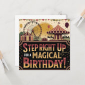 Vintager Karneval Extravaganza Geburtstagsdesign Karte (Vorderseite/Rückseite Beispiel)