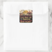 Vintager Karneval Extravaganza Geburtstagsdesign Quadratischer Aufkleber (Tasche)