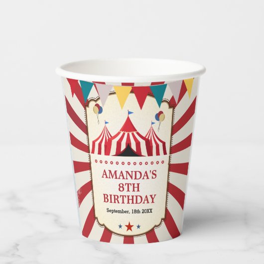 Vintager Karneval Geburtstagsparty Pappbecher (Vorderseite)