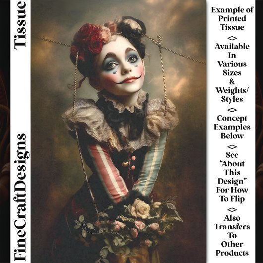 Vintager Karneval Noir Circus Girl CN4 Decoupage Seidenpapier