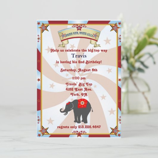Vintager Karneval oder Zirkus Einladung (Stehend Vorderseite)