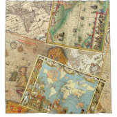 Vintager Karten-Druck Duschvorhang (Vorderseite)