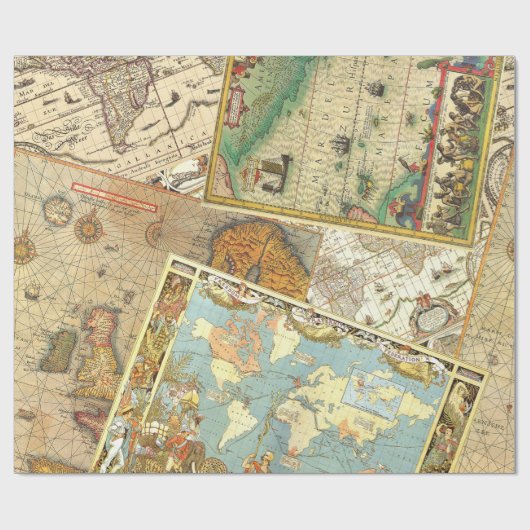 Vintager Karten-Druck Geschenkpapier (Flach)