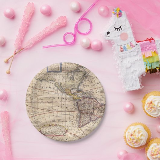 Vintager Karten-Druck Pappteller (Party)