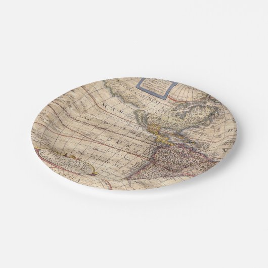 Vintager Karten-Druck Pappteller (Schrägansicht)