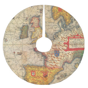 Vintager Karten-Druck Polyester Weihnachtsbaumdecke