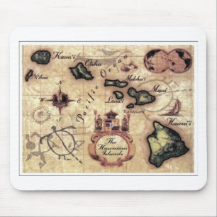 Vintager Kartendruck der hawaiischen Inseln Mousepad