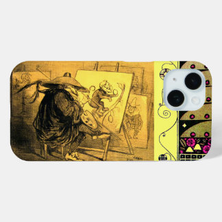 VINTAGER KARTOONIST ZEICHNEND MONKEY MAN CARTOON iPhone 15 HÜLLE