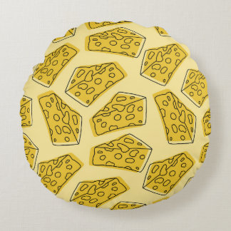 Vintager Käse Gelber Hintergrund Nahtlos Rundes Kissen