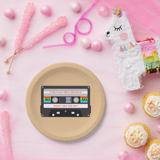 Vintager KassettenGeburtstag Pappteller (Party)