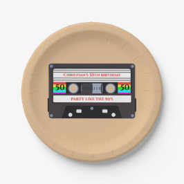 Vintager KassettenGeburtstag Pappteller