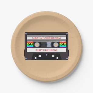 Vintager KassettenGeburtstag Pappteller