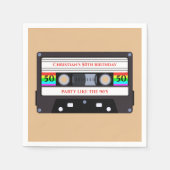 Vintager KassettenGeburtstag Serviette (Vorderseite)