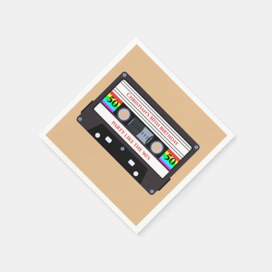 Vintager KassettenGeburtstag Serviette (Ecke)