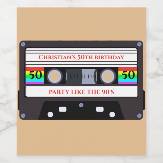 Vintager KassettenGeburtstag Weinetikett (Einzelnes Label)