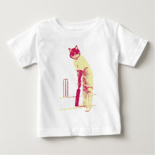 Vintager Katze Cricketer Baby T-shirt
