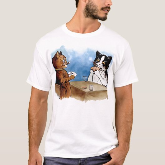 Vintager Katzen-Poker-T - Shirt durch Louis Wain (Vorderseite)