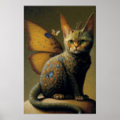 Vintager Katzendrache mit Schmetterlingsflügeln Poster (Vorne)