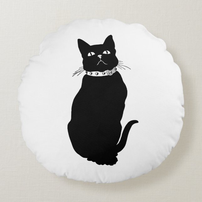 Vintager Katzenwirbel Rundes Kissen (Vorderseite)