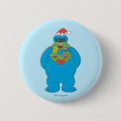 Vintager Keksmonster Weihnachtskranz Button (Vorderseite)