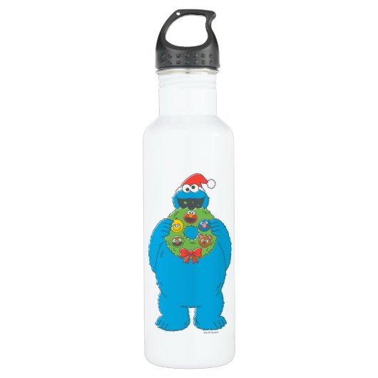 Vintager Keksmonster Weihnachtskranz Edelstahlflasche (Vorderseite)