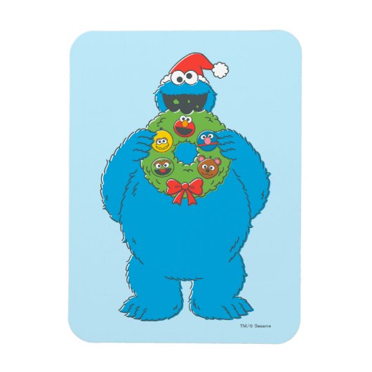 Vintager Keksmonster Weihnachtskranz Magnet (Vertikal)