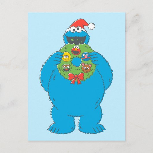 Vintager Keksmonster Weihnachtskranz Postkarte (Vorderseite)
