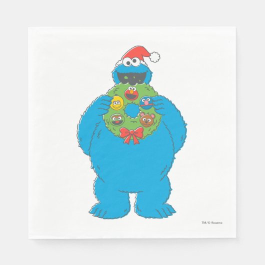 Vintager Keksmonster Weihnachtskranz Serviette (Vorderseite)