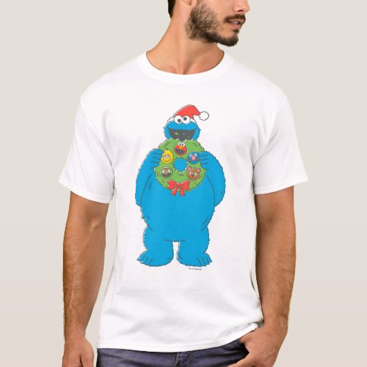 Vintager Keksmonster Weihnachtskranz T-Shirt (Vorderseite)