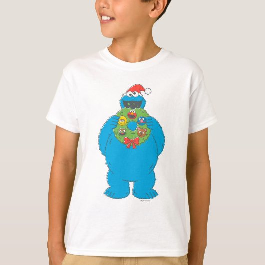 Vintager Keksmonster Weihnachtskranz T-Shirt (Vorderseite)