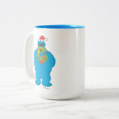 Vintager Keksmonster Weihnachtskranz Zweifarbige Tasse (Vorderseite Links)