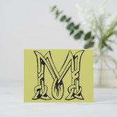 Vintager keltischer Knoten Monogram Letter M Postkarte (Stehend Vorderseite)