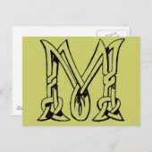 Vintager keltischer Knoten Monogram Letter M Postkarte (Vorne/Hinten)