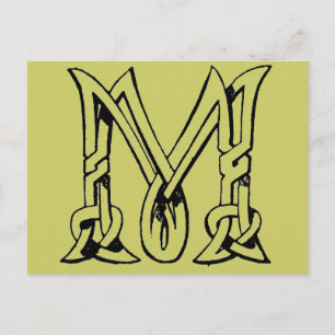 Vintager keltischer Knoten Monogram Letter M Postkarte