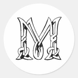 Vintager keltischer Knoten Monogram Letter M Runder Aufkleber